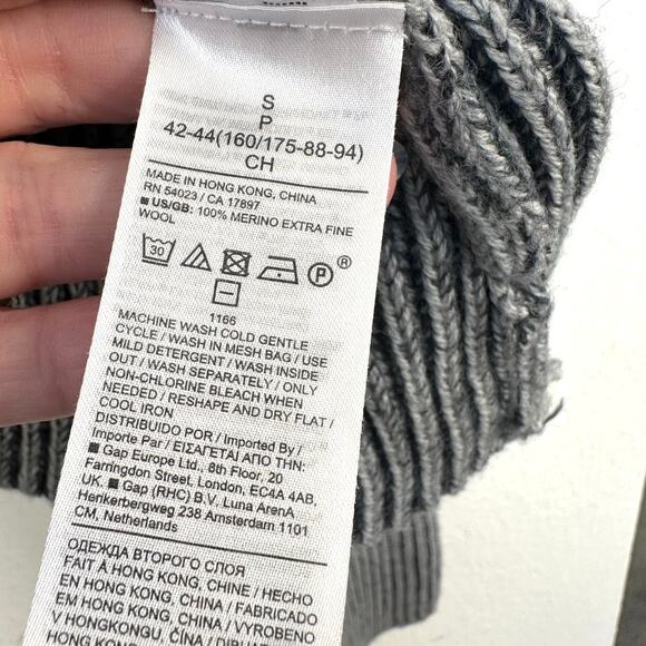 Banana Republic Ribbed Merino Wool Sweater Gray Mock Neck Minimalist Cozy Size S - Picture 4 of 6